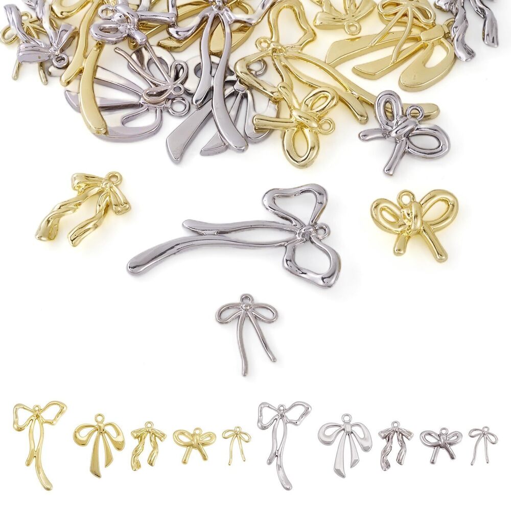 2362 40 Pcs Alloy Bowknot Charms Gold Bow Charm Bulks Mini Bowknot Dangle